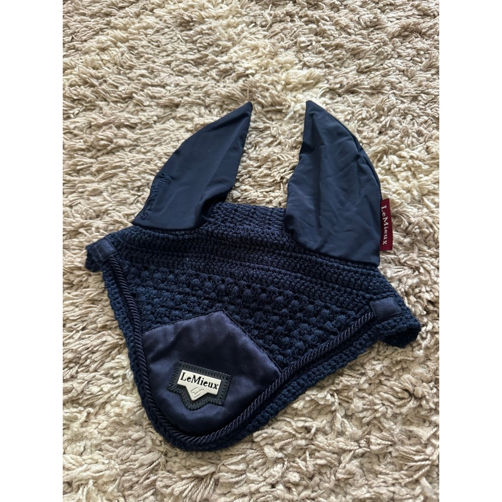 LeMieux Loire Navy Fly Hood Large Horse Ear Bonnet Sound Softening